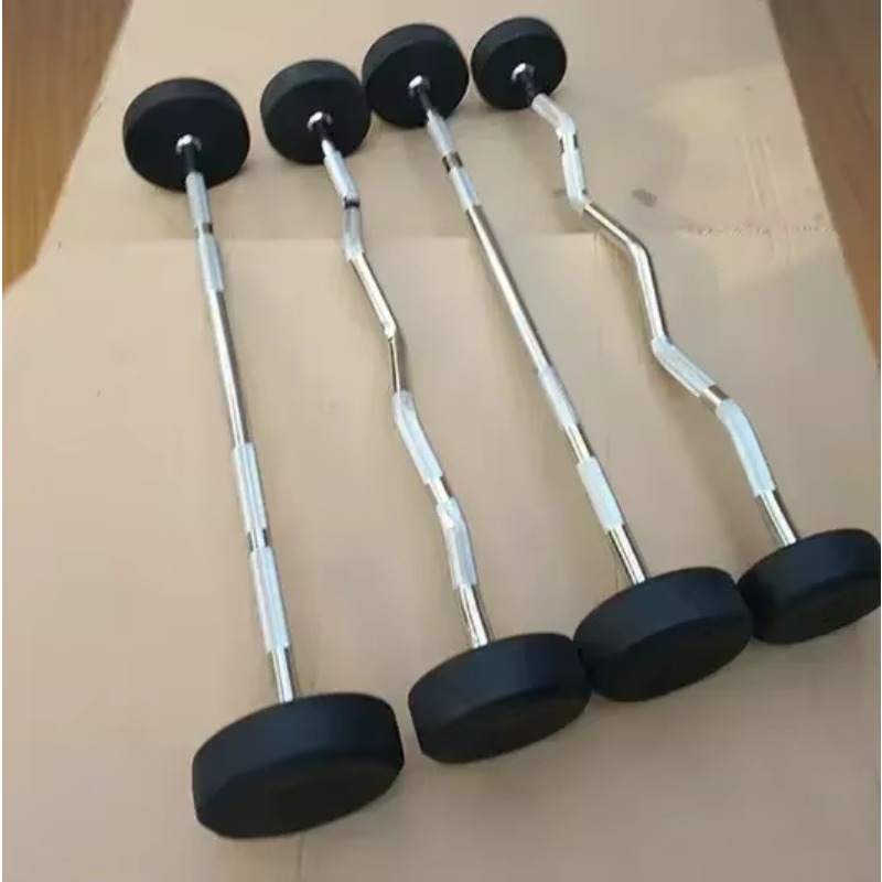 Barbell Curl Bar - Комплект гантелей с круглыми резиновыми покрытиями