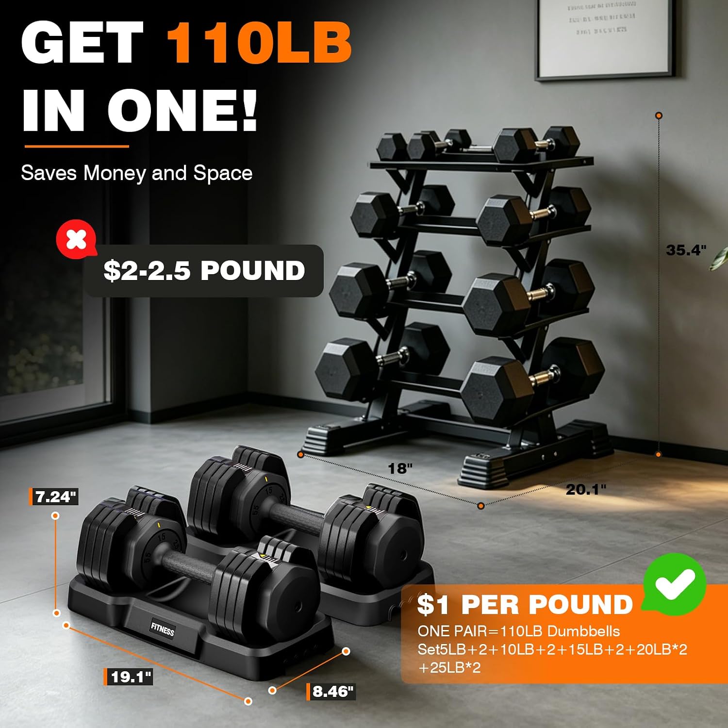 Набор регулируемых гантелей, 2 – обзор и цена Home Gym Furniture
